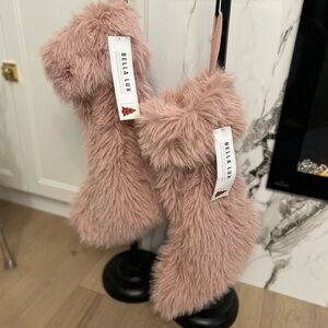 Pair of Bella Lux Christmas Fur Pink Stockings